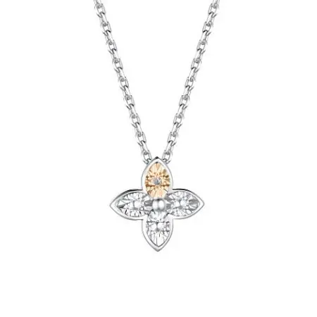 Серебряное колье с бриллиантом «Цветок»