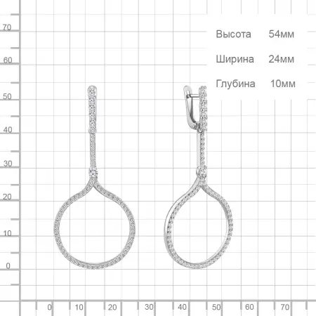 Серьги из серебра с фианитами