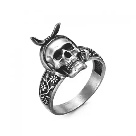 Кольцо серебро 925 перстень Череп Баба Яга