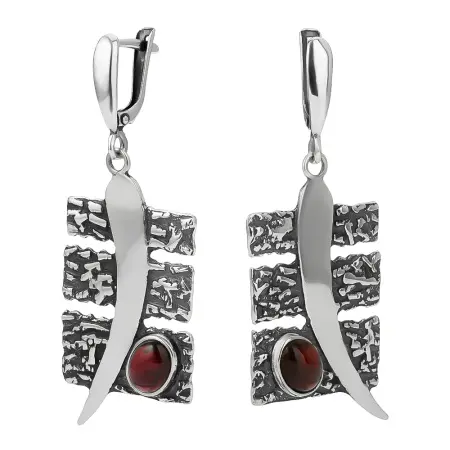 Серьги из серебра с родолитом