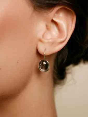 Серебряные серьги золото и раухтопаз