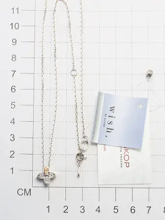 Серебряное колье с бриллиантом «Цветок»