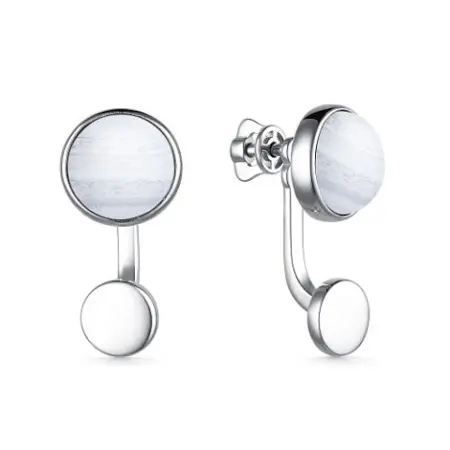 Серьги-гвоздики из серебра с агатом