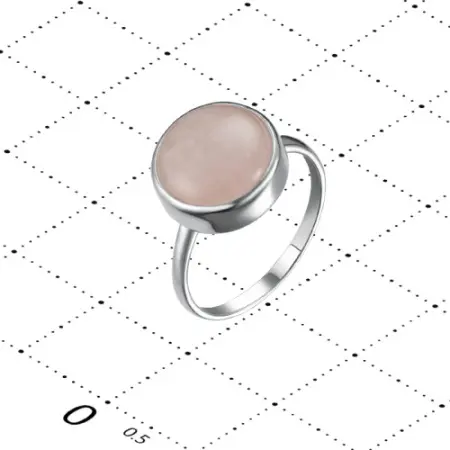Кольцо из серебра с розовым кварцем