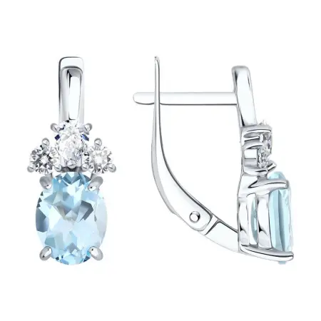 Серьги из серебра с топазами и фианитами