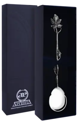 Серебряная чайная ложка «Виноград» с чернением