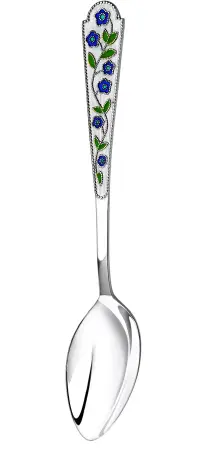 Серебряная чайная ложка «Лето-Василек» с эмалью