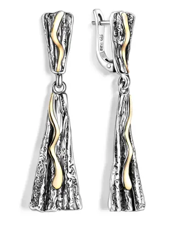 Серебряные серьги с золотом