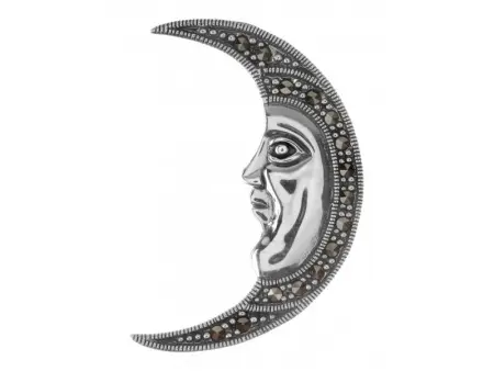 Брошь из серебра «Полумесяц» с марказитами