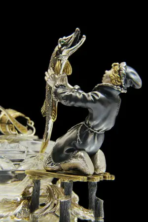 Серебряная икорница «Емеля» с лопаткой «Щука»