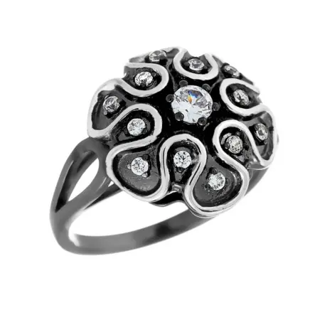 Серебряное кольцо с фианитами «Матрица»