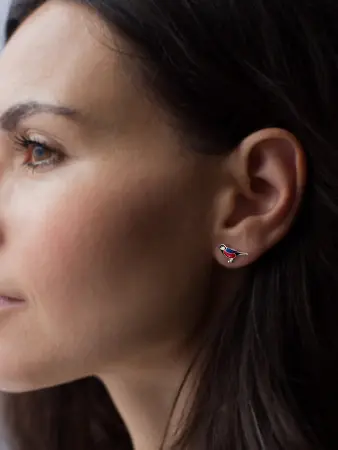 Пуссеты из серебра «Снегири»