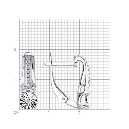 Серьги из серебра с бриллиантами и фианитами