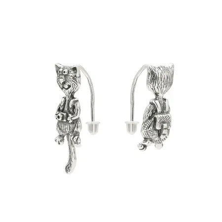 Серьги из серебра «Кот турист»