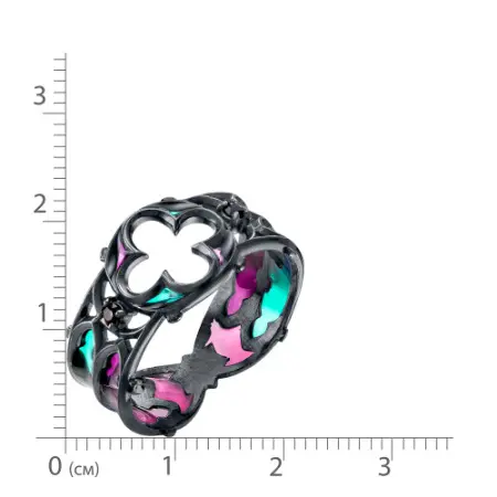 Серебряный набор колец с эмалью и раухтопазом «Готика»