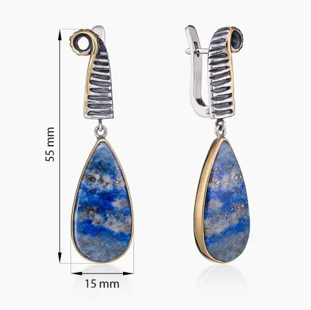 Серебряные серьги «Лазуритовый Мотив»