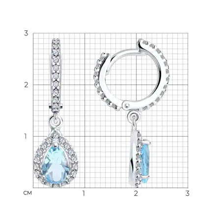 Серьги из серебра с ситаллами и фианитами