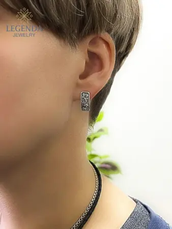 Серьги из серебра с чернением «Цветок»