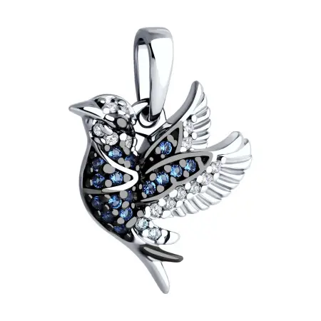 Серебряная подвеска с фианитами «Птица»
