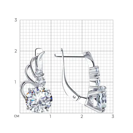 Серьги из серебра с фианитами