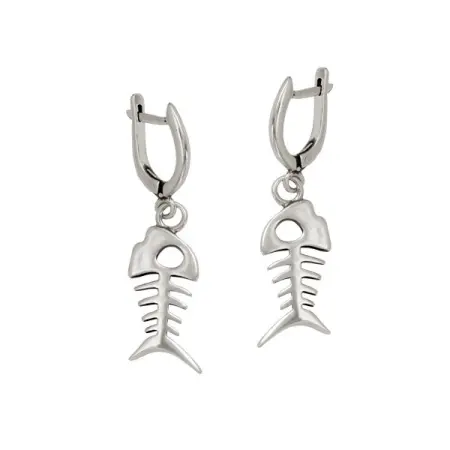 Серебряные серьги «Фиша» скелет рыба