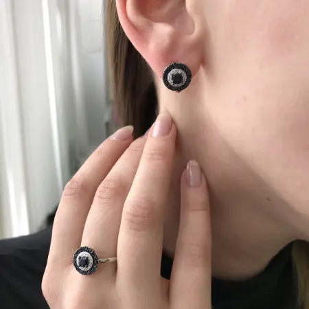 Серьги из серебра ETHNICA с натуральным сапфиром и фианитами