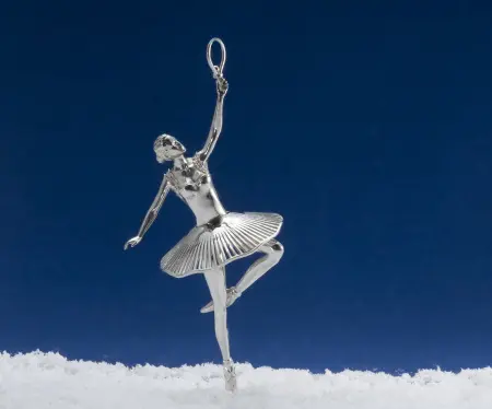 Серебряная елочная игрушка «Балерина»