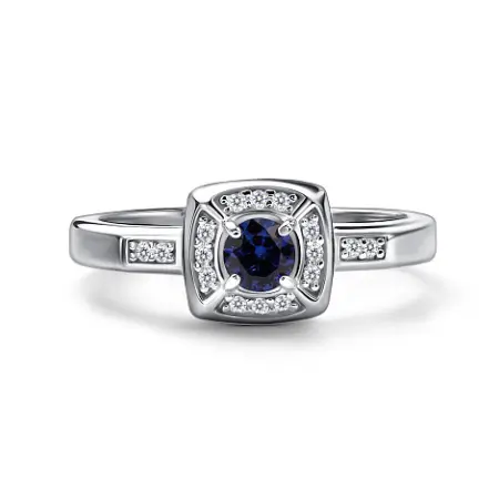 Кольцо из серебра с сапфиром и фианитами