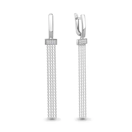 Серьги из серебра с фианитами «Цепочки»