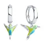 Серебряные серьги с эмалью «Колибри»