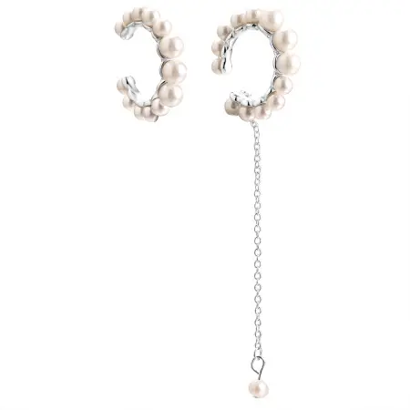 Серьги-каффы из серебра с культивированным жемчугом