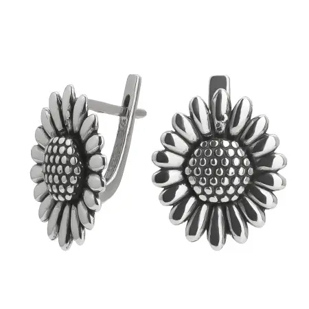 Серьги из серебра «Ромашки»