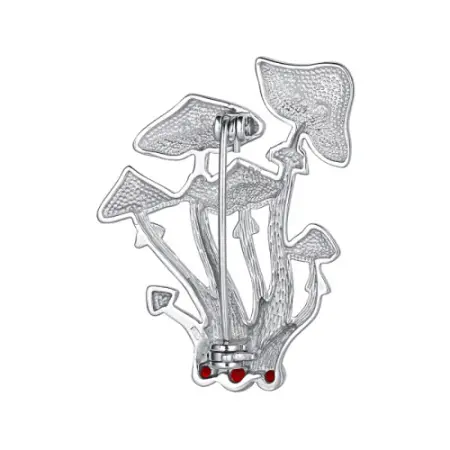 Брошь из серебра с эмалью «Грибы»