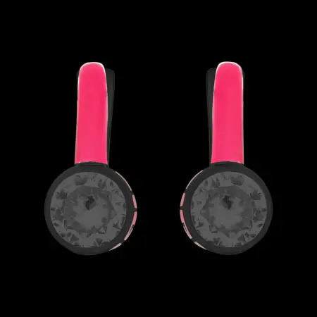 Серьги из серебра с фианитом и светоотражающей эмалью