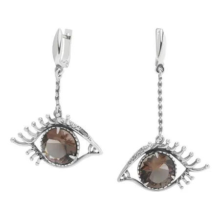 Серьги из серебра с раухтопазом «Я тебя вижу»