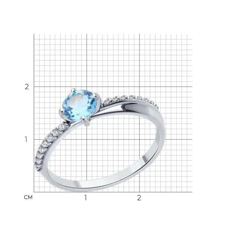 Кольцо из серебра с топазом и фианитами