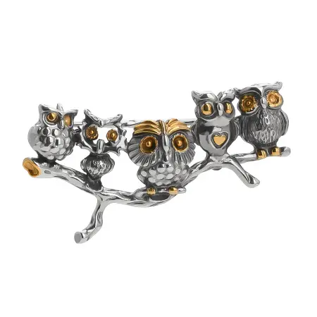Брошь «Совята» из серебра