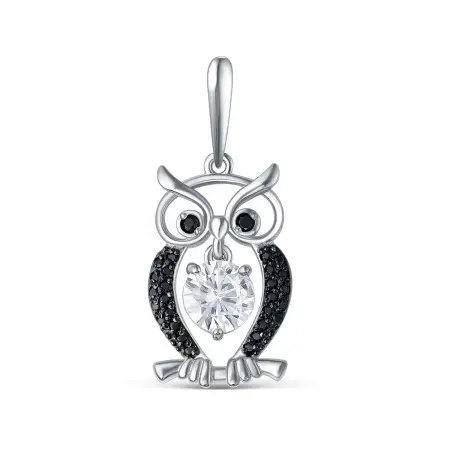 Подвеска из серебра с фианитами «Сова»