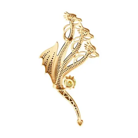 Брошь из серебра с фианитами «Дракон»