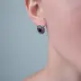 Серьги женские из серебра 925 с черным агатом овал сеточка