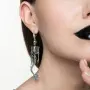 Серьги серебро 925 скелет русалки череп длинные