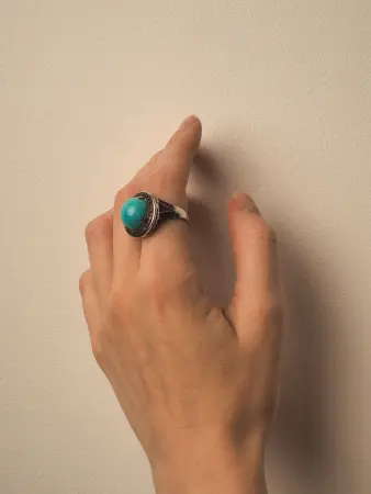 Серебряное кольцо с бирюзой и аметистом