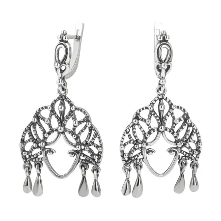 Серебряные серьги «Русская красавица» кокошник