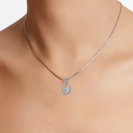 Подвеска серебряная с танцующими фианитами