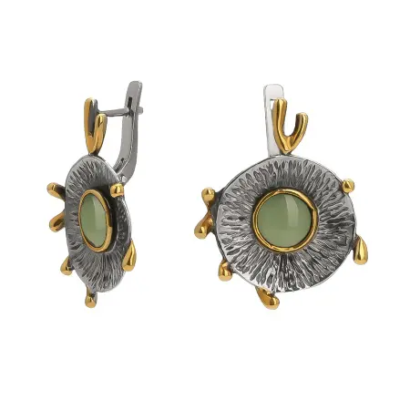 Серебряные серьги с нефритом