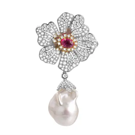 Брошь-подвеска из серебра «Цветок»