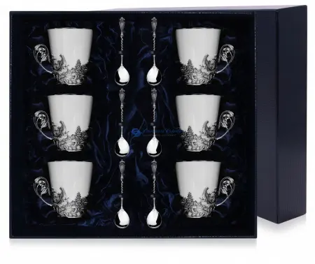 Набор «Тетерев» из 6 чайных чашек с ложками