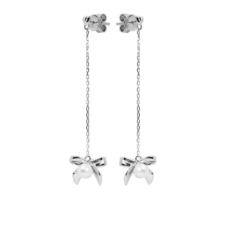 Серебряные серьги с жемчугом «Бантик»
