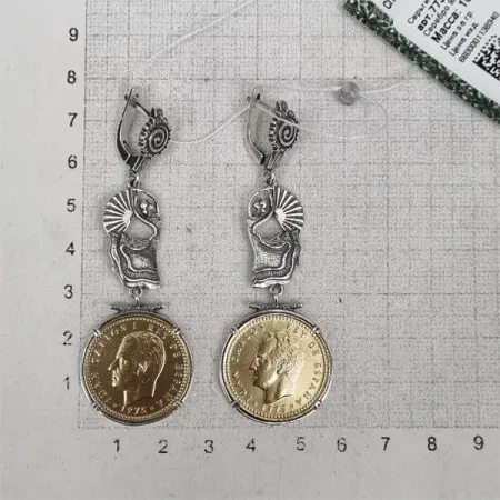 Серебряные серьги монетки «Фламенко»