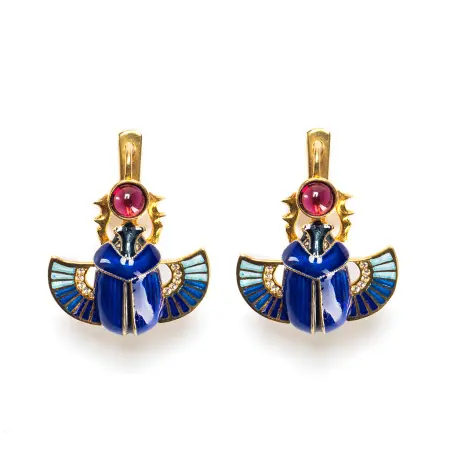 Серебряные серьги «Скарабеи»